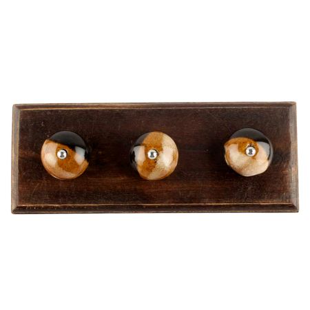 Brown And Black Ceramic Wooden Hook